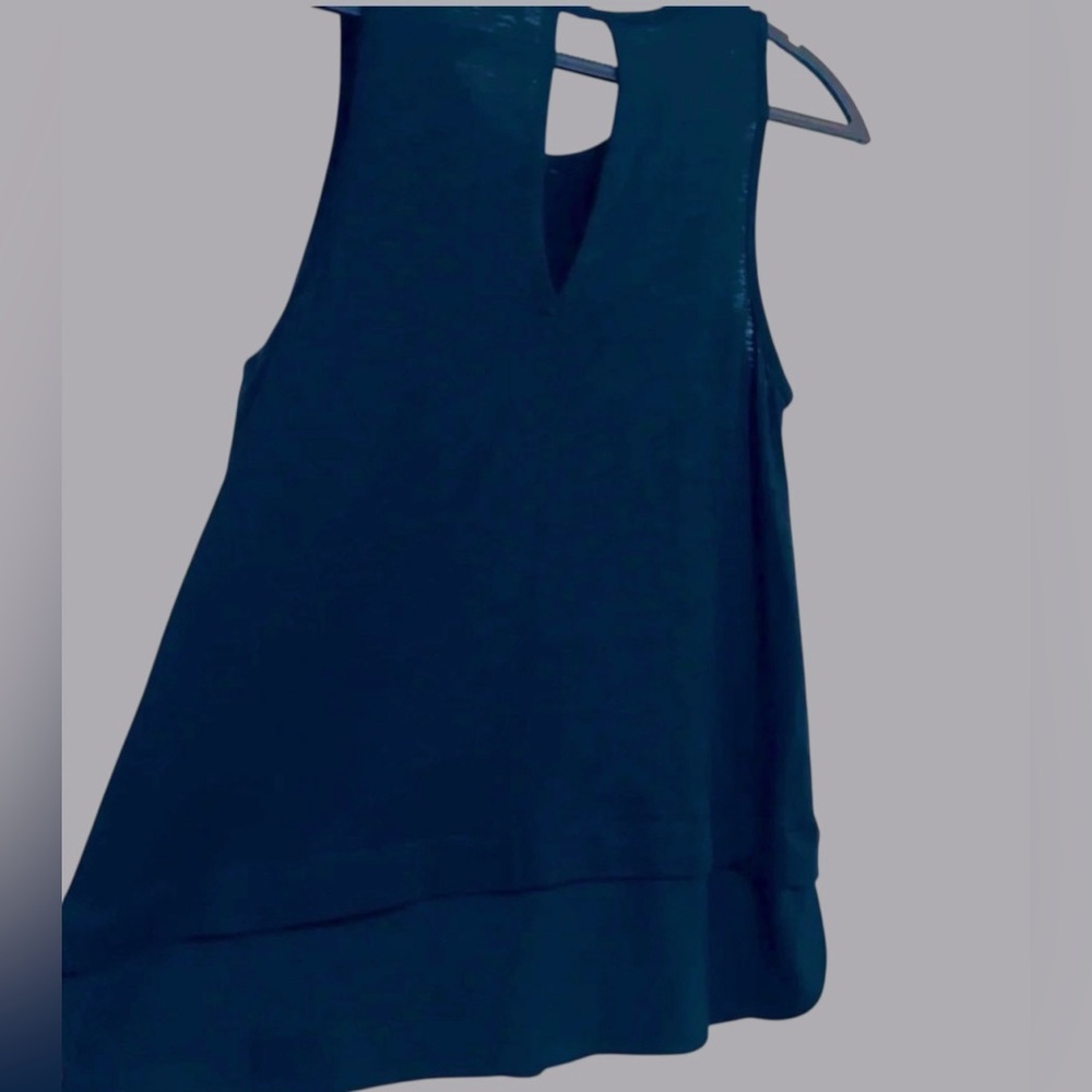 J Crew Black Slub Knit Keyhole Nylon Tier Relaxed Cotton Tunic Small